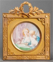 Brass Frame with 17th c. Rococo Scene, Vintage