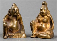 Chinese Bronze Miniature "Erotic" Sculptures, Pair