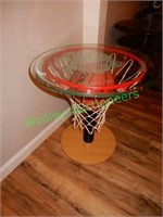 24" Basketball Hoop Glass Top Table " Red Wolves"