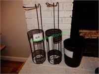 (2) Toilet Paper Holders, Decorative Trash Can