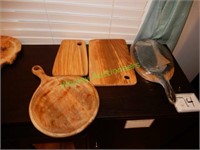 (3) Cutting Boards & Cast Iron Skillet