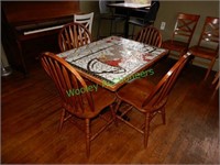 Mosiac Table Top with (4) Wooden Chairs