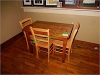 Wood Table 42" x 26" w/ (3) Chairs