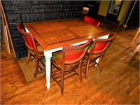 Wood Table 4' x 3' w/ (4) Studded Chairs