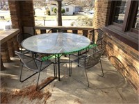 5’ Round top patio set on front porch