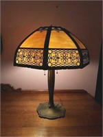 Arts & Crafts Caramel Marble Slag Glass Lamp