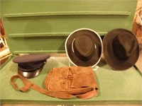 LEATHER BAG, HATS