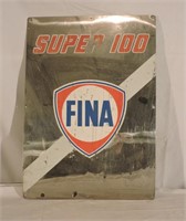 Fina Super 100 Gas Pump Plate 24"x17