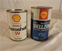 2 Shell Oil Cans 1 Full/1Empty