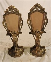 Brass Art Deco Mirror Stands 12"T