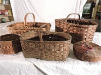 Antique Baskets & 1 Sewing Basket