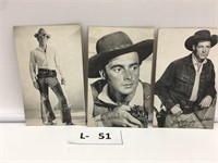 Lot of 3 Vintage TV/Movie Cowboy Photo Cards