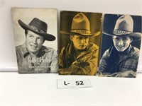 Lot of 3 Vintage TV/Movie Cowboy Photo Cards