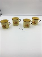 Vintage Enameled Ware Western Set of 4 Cups