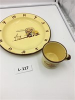 Vintage Enameled Ware Western Cup and Plate