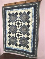 Blue and white wall hanging 50 by 66 machine