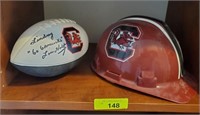 LOU HOLTZ SIGNED FOAM BALL AND HARDHAT