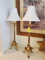 31” PAIR OF BRASS STICK LAMPS