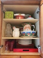 GROUP LOT- CHARGERS, CHRISTMAS DISHES, MISC
