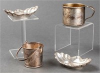 Sterling Silver Miniature Trays, Cup & Bucket, 4
