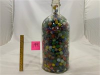 Baker Fine Chemical bottle of marbles 12” high