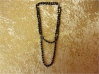 Two Antique Black Glass Bead Necklaces