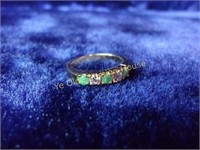 Natural Emerald and CZ Ring