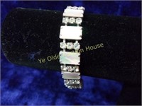 Mother of Pearl and Rhinestone Dress Bracelet