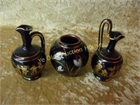 Trio of Miniature Black Ceramic Vessels