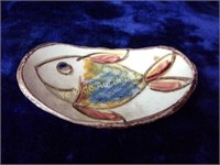 Hand Thrown Incised Pottery Fish Dish