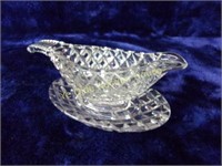 Crystal Sauce Boat with Under Plate