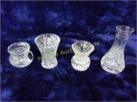 Four Petite Crystal Vases