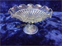 Footed Glass Candy DIsh with Ruffled Edge