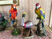 Set 3 decorative bird statues