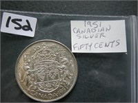 1951 Canadian Silver  Fifty Cents Coin