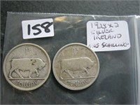 1925 x 2 Silver Ireland One Schilling Coins