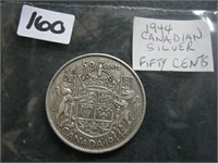 1944 Canadian Silver Fifty Cents Coin