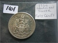 1959 Canadian Silver Fifty Cents Coin