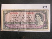1954 Canadian Ten Dollar Bill (V/T 2173250)