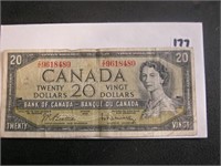 1954 Canadian Twenty Dollar Bill -Devils Face
