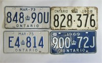 4 Single Ontario Licence Plates