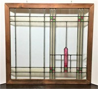 Stained Glass Panel in Wood Frame