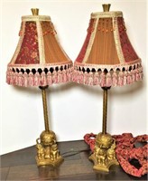 Pair of Gilt Finish Elephant Lamps