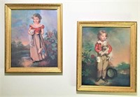 Prints of 19th C. Boy & Girl & Pets