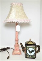 Ceramic Pink Candlestick Lamp