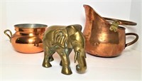 Brass Elephant & Copper Covered Pitcher