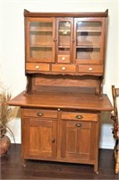 Refinished Antique Wood Kitchen Hutch