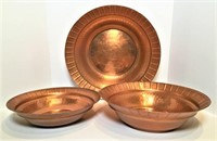 Three Copper Finish Bowls