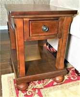 Wood End Table with One Drawer