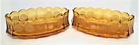 Two Amber Glass Patriotic Coin Dot Bowls